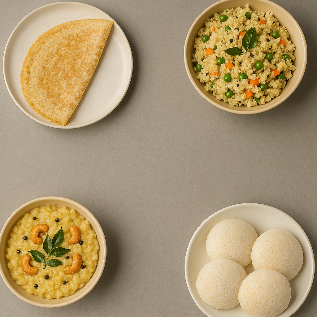 Millet Idli , Pongal , Upma and Dosa