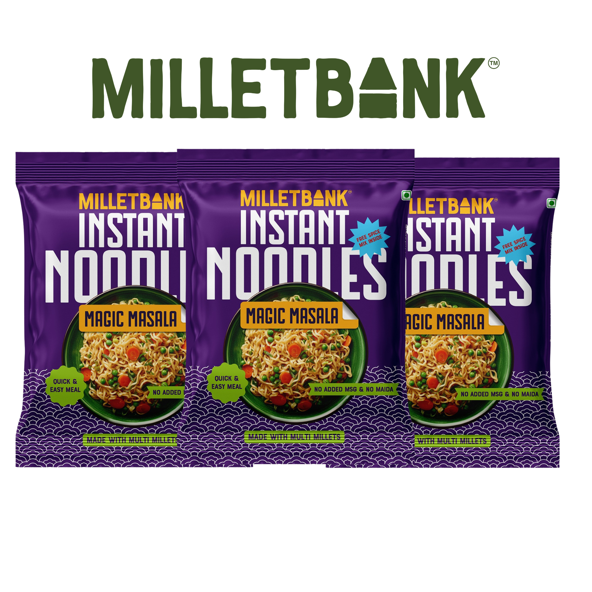 Millet Bank Magic Masala Instant Noodles pack of 3