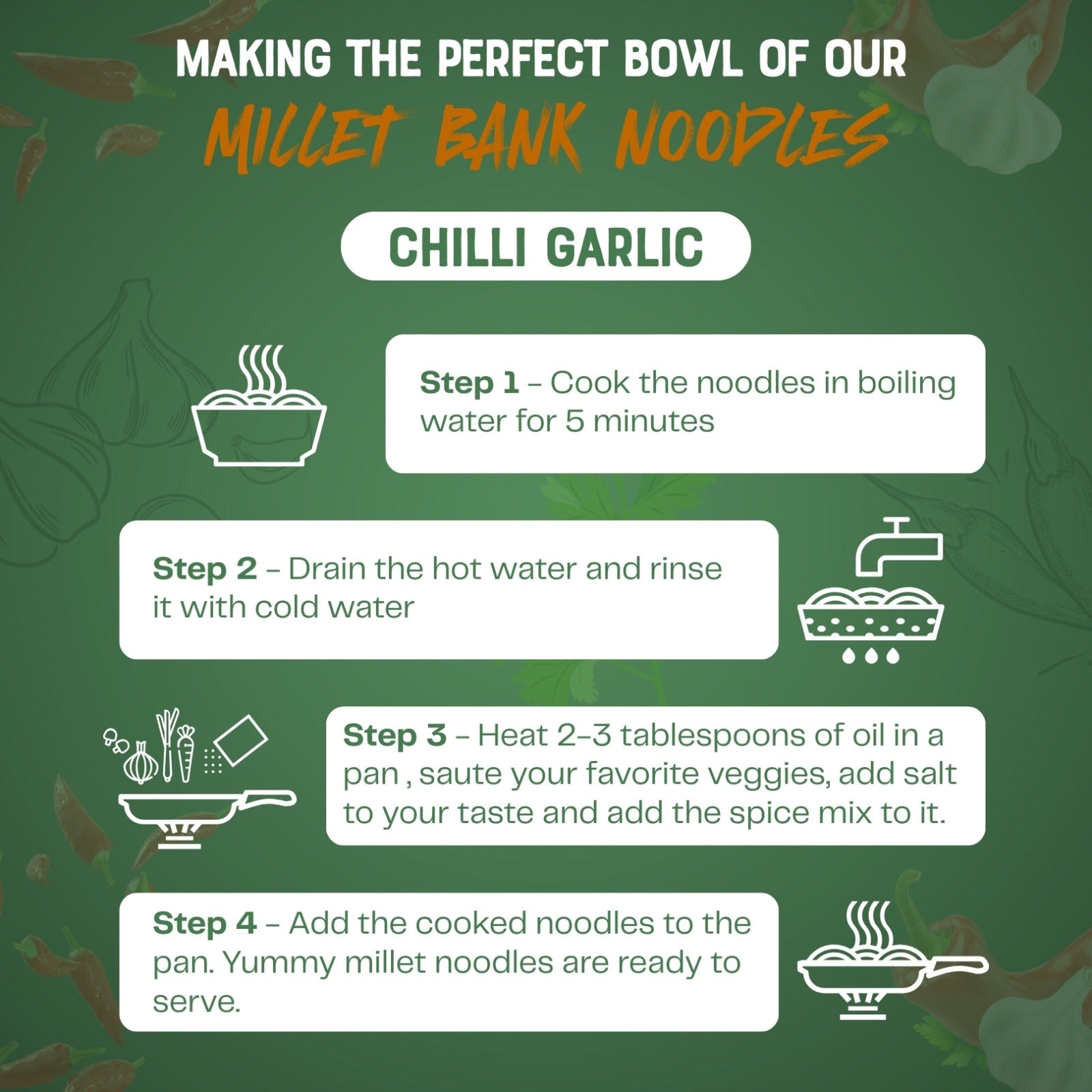 Multi Millet Chilli Garlic Masala Hakka Noodles - Non-Fried, No Maida