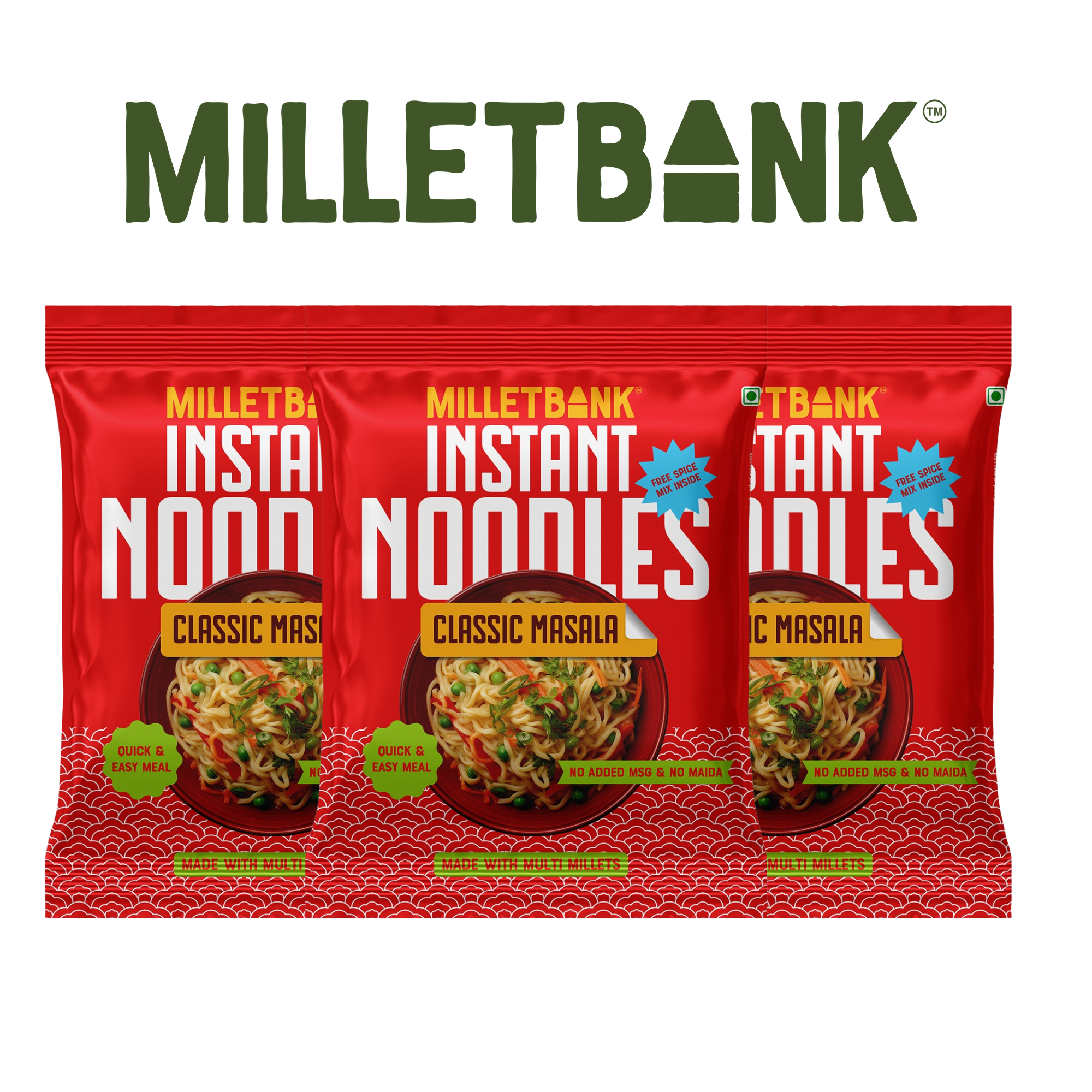 Millet Bank Classic Masala Instant Noodles pack of 3